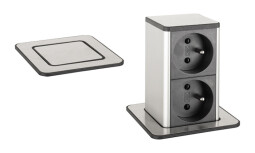 Elektrická zásuvka PowerUp 2x230V nerez 